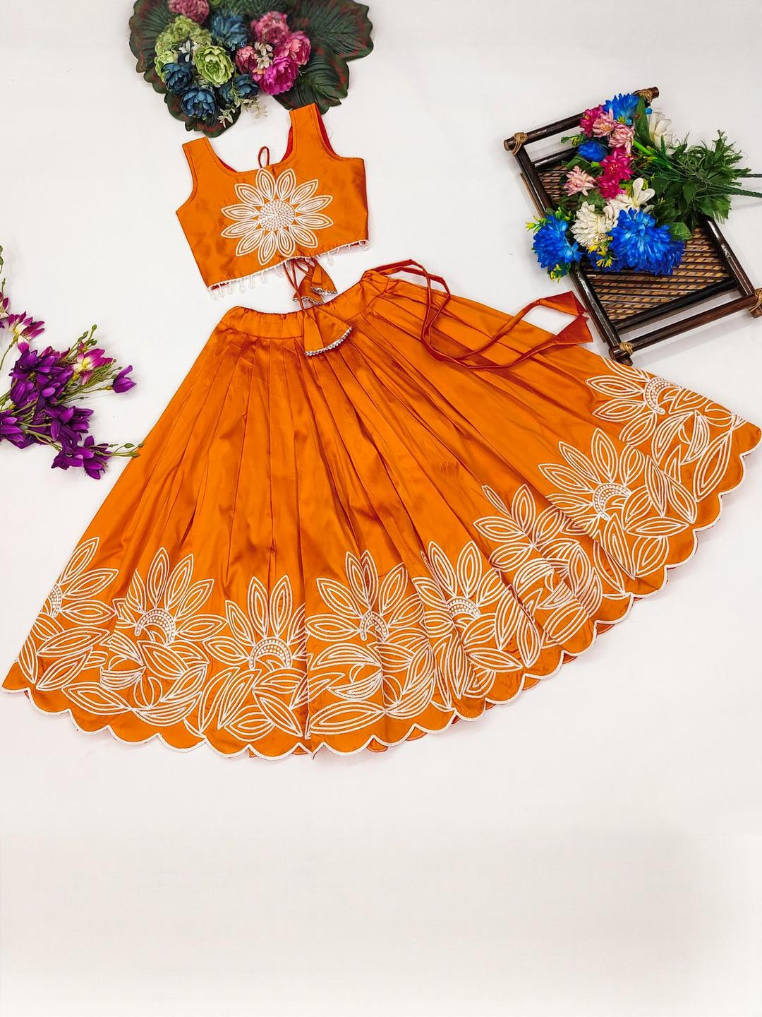 Shoryam Fashion Girls Art Silk Ready to Wear Lehenga Choli