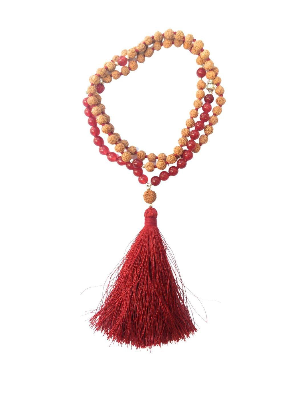 Apnisanskriti Unisex Red Rudraksha Stone Designer Mala