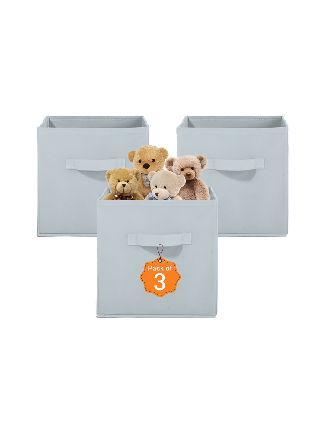 Aura 3 Pcs Grey Non-Woven Wardrobe Cloth Storage Box Multi-Utility Organisers