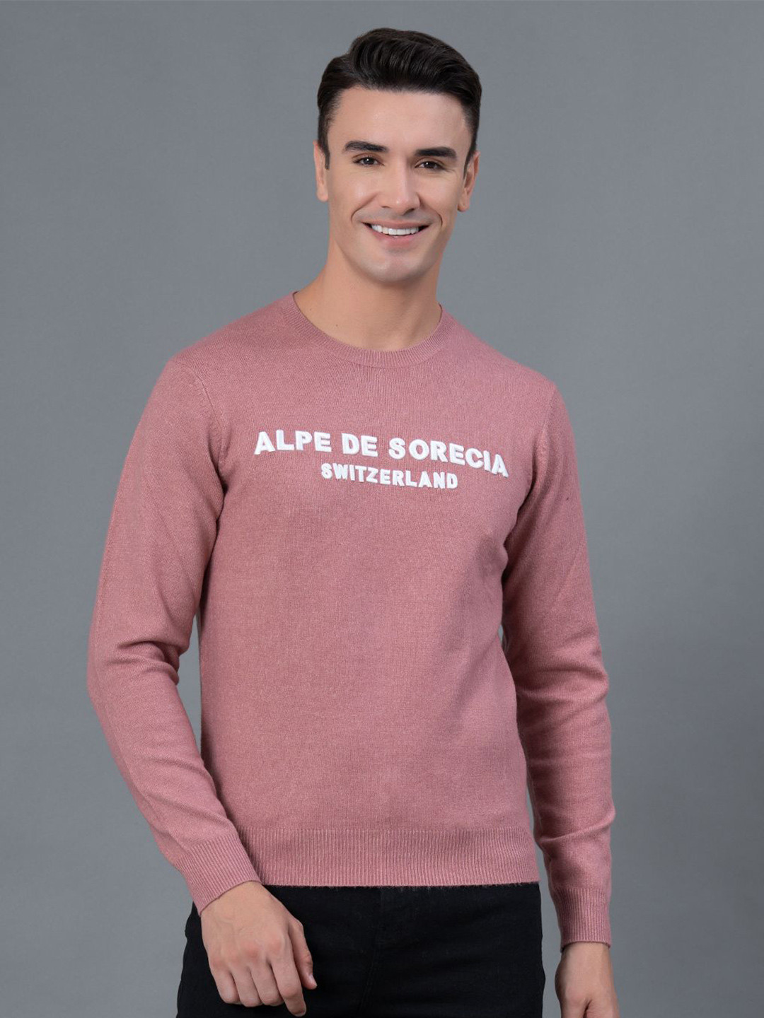 Red Tape Men Typography Pullover with Embroidered Detail
