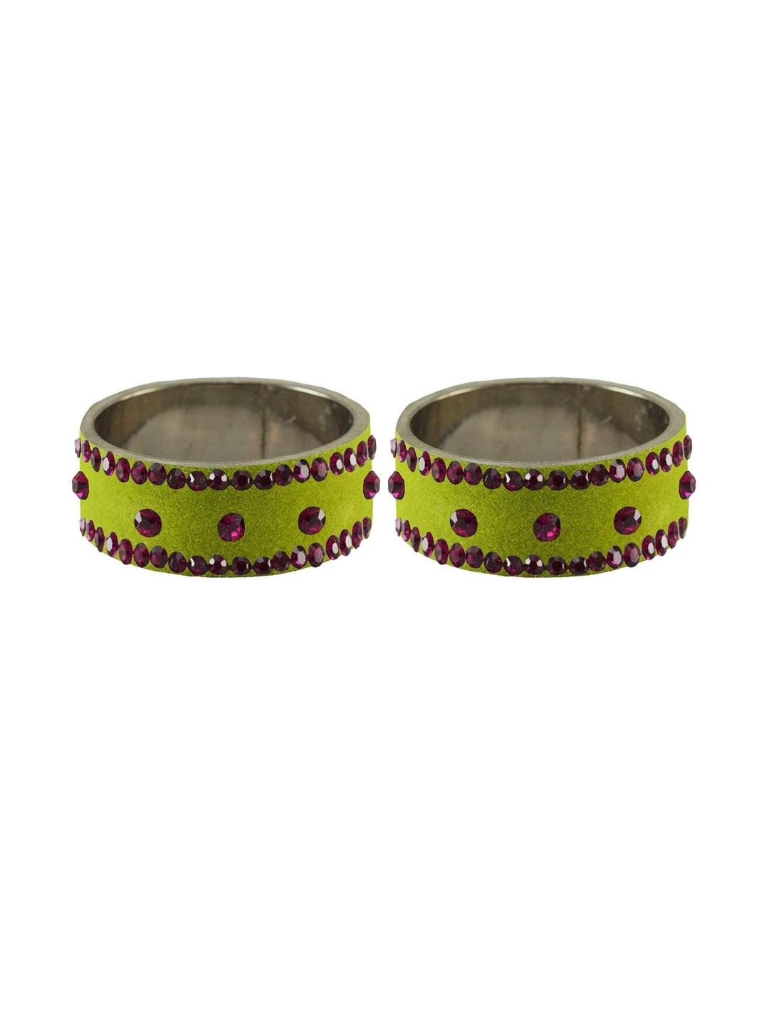 Vidhya Kangan Light Green Stone Stud Brass Bangle