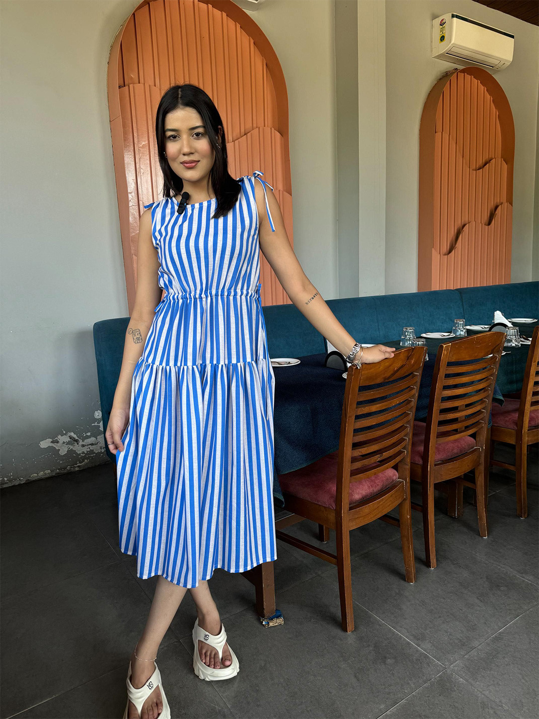 FFI Women Cotton Candy Stripes Midi Dress