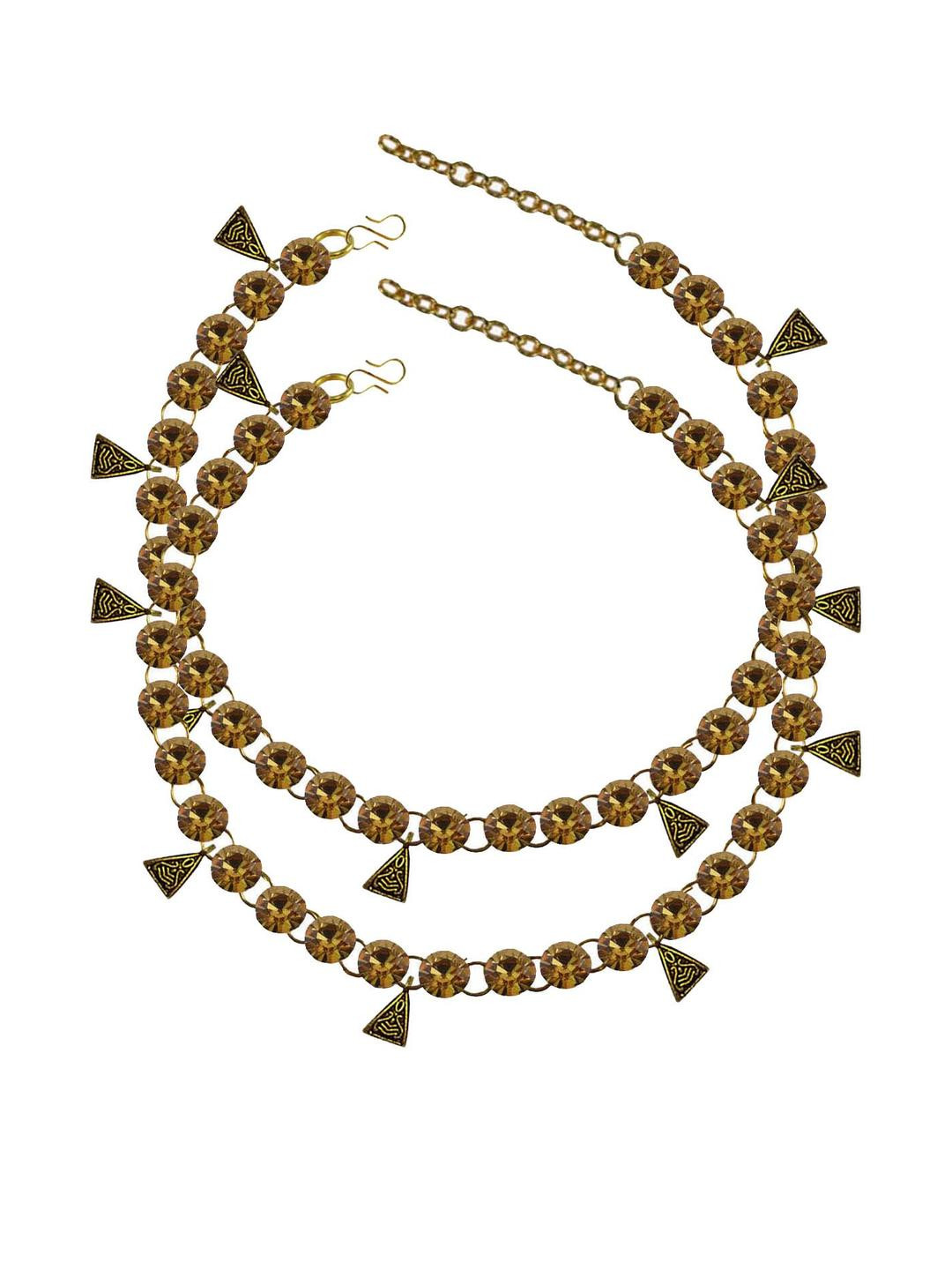 Vidhya Kangan Golden Stone Stud-Gold Plated Brass Anklet