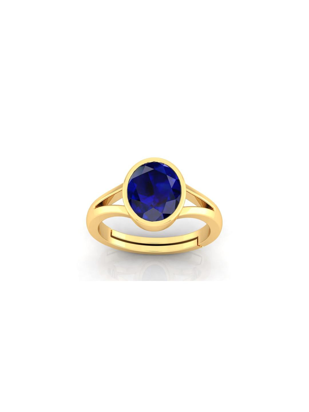 Pranjal GemsUnisex  9.25 Gold Ratti Natural Neelam Sapphire Gemstone Finger Ring