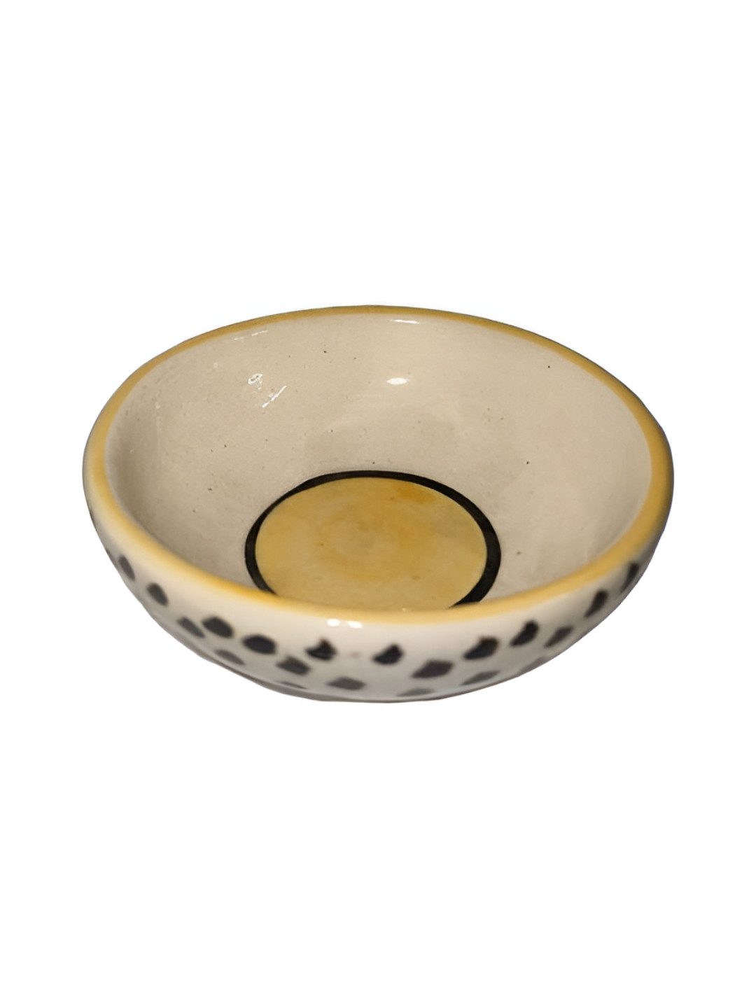 Rare Planet Dotted Black Ceramic Sauce Bowl Microwave Safe