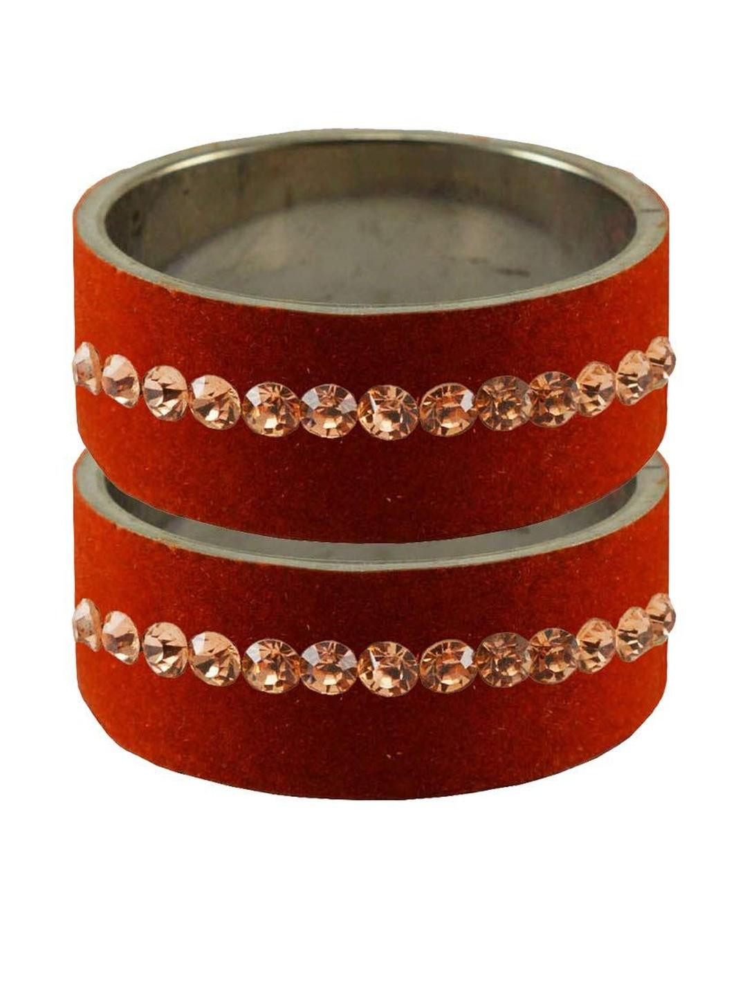 Vidhya Kangan Orange Stone Stud Brass Bangle