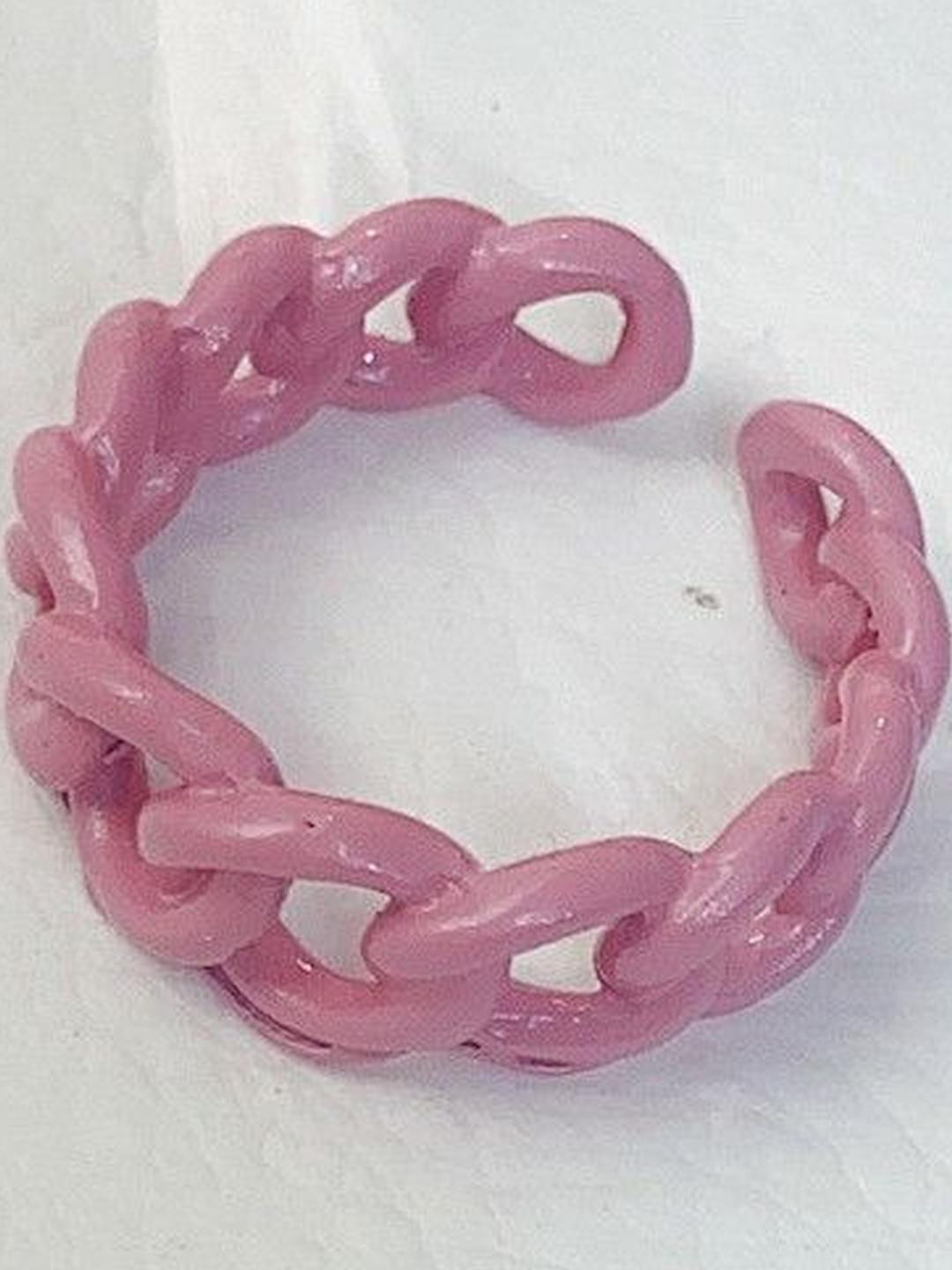 Arzonai Pink Link Chain Shaped Ring