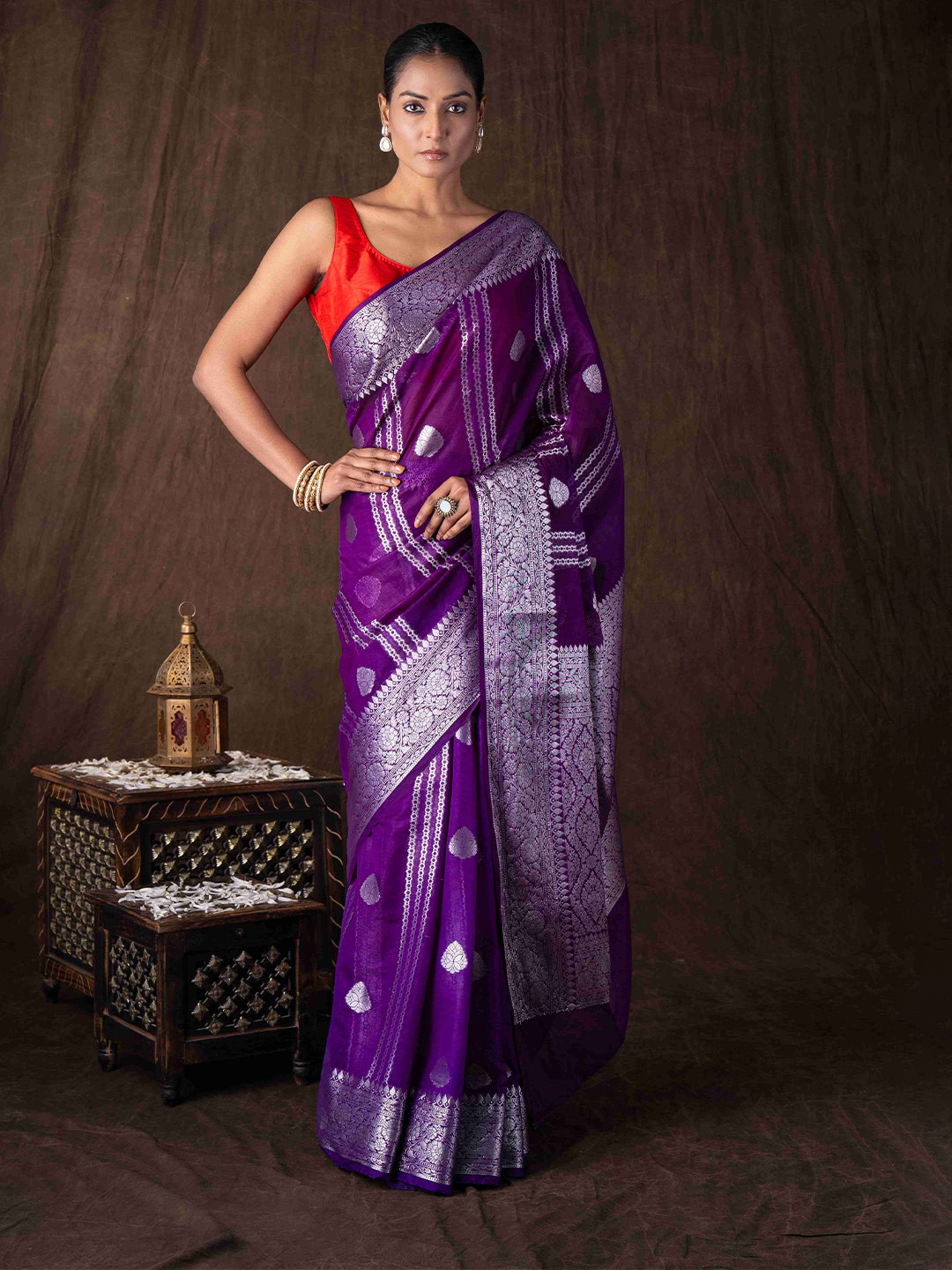 Zal from Benaras Women Ethnic Motifs Zari Banarasi Handloom Saree