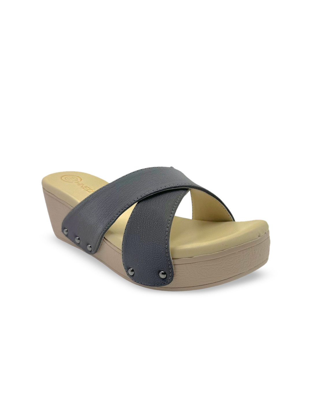 ETHNEO Women Textured Wedge Heel Sandals