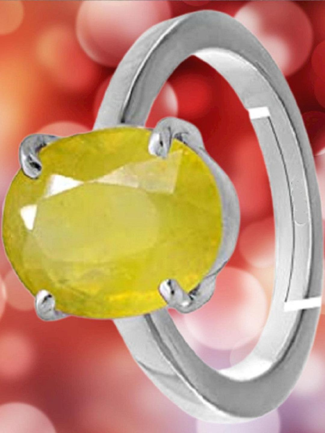 Sidharth Gems Yellow Sapphire Pukhraj Gemstone Brass Ring