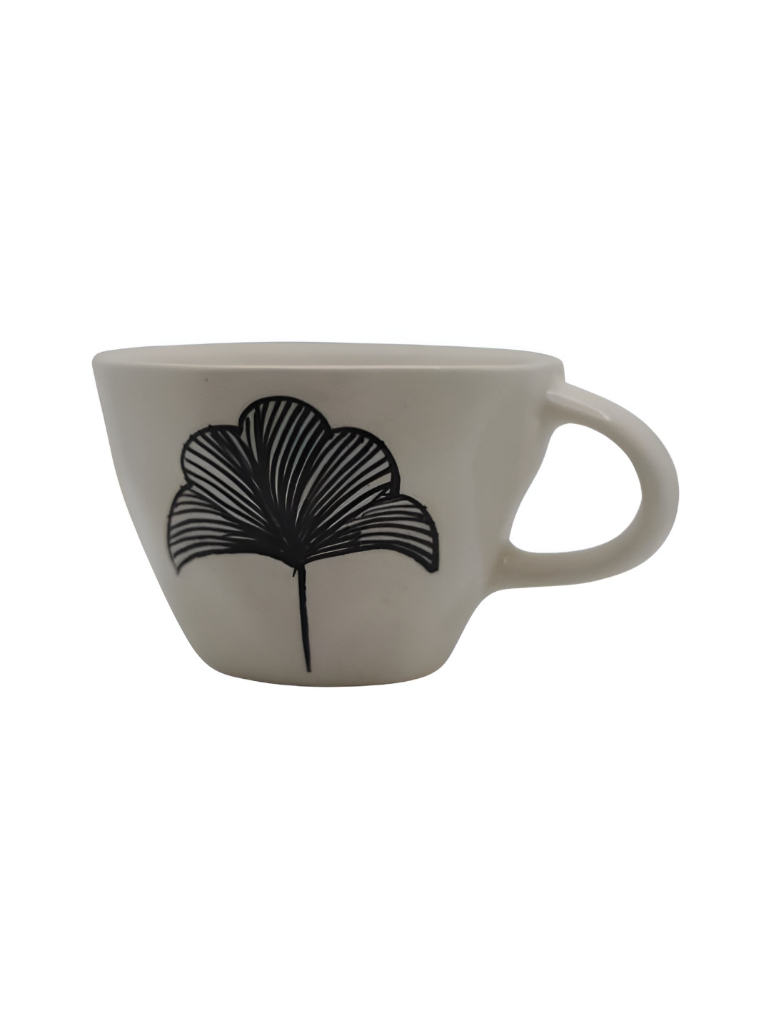 Rare Planet Black & White Leaf Printed Ceramic Glossy Mug 240ml