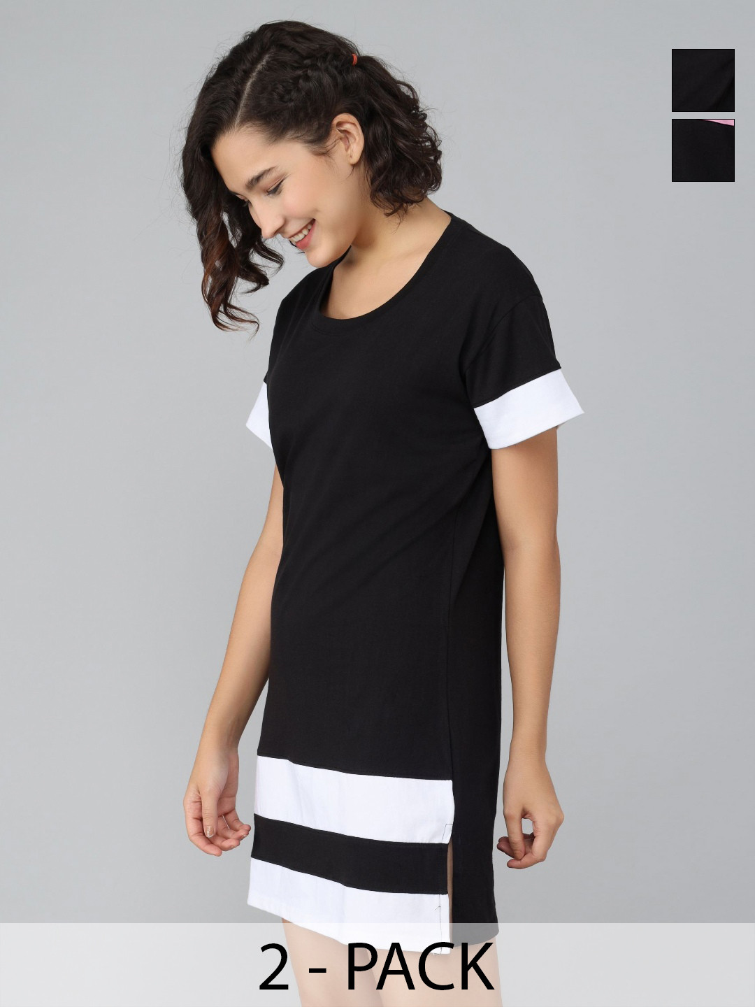 Christy World Women Pack Of 2 Solid T-shirt