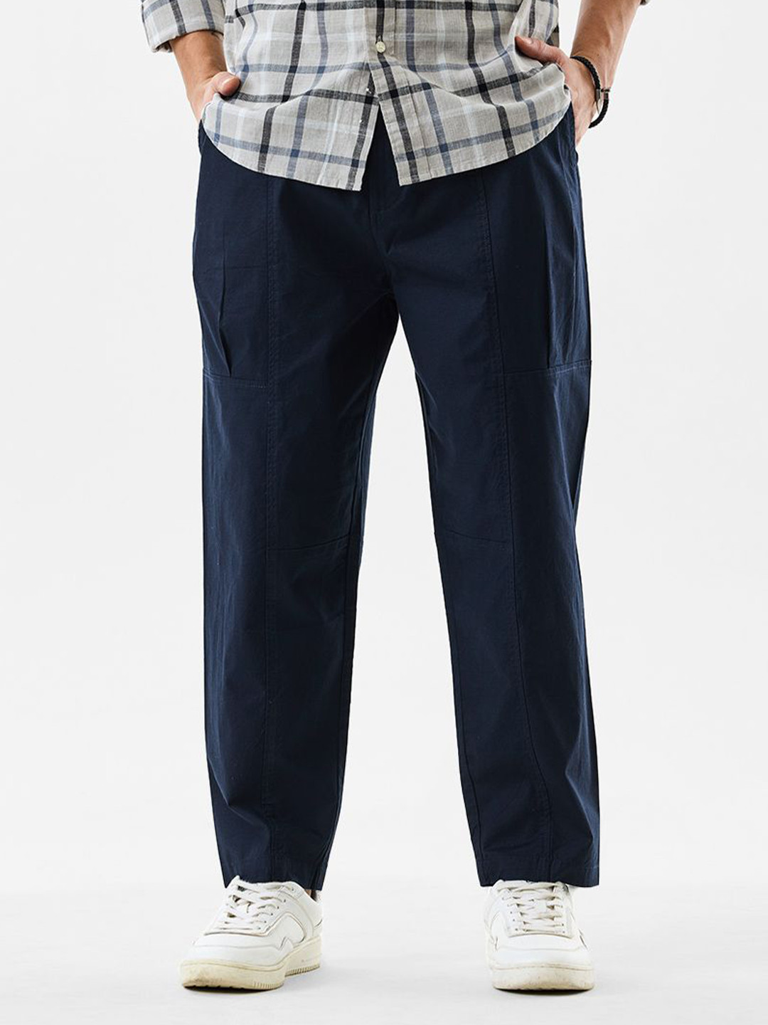 Snitch Men Blue Mid-Rise Relaxed Fit Trouser