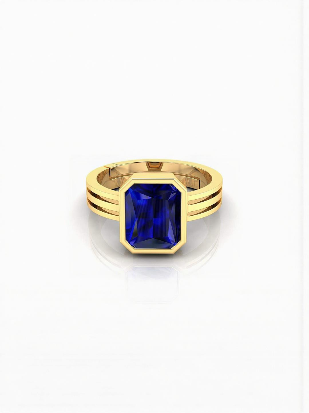 Sidharth Gems 8.25 Ratti 7.00 KT Blue Sapphire Gemstone Gold Plated Ring
