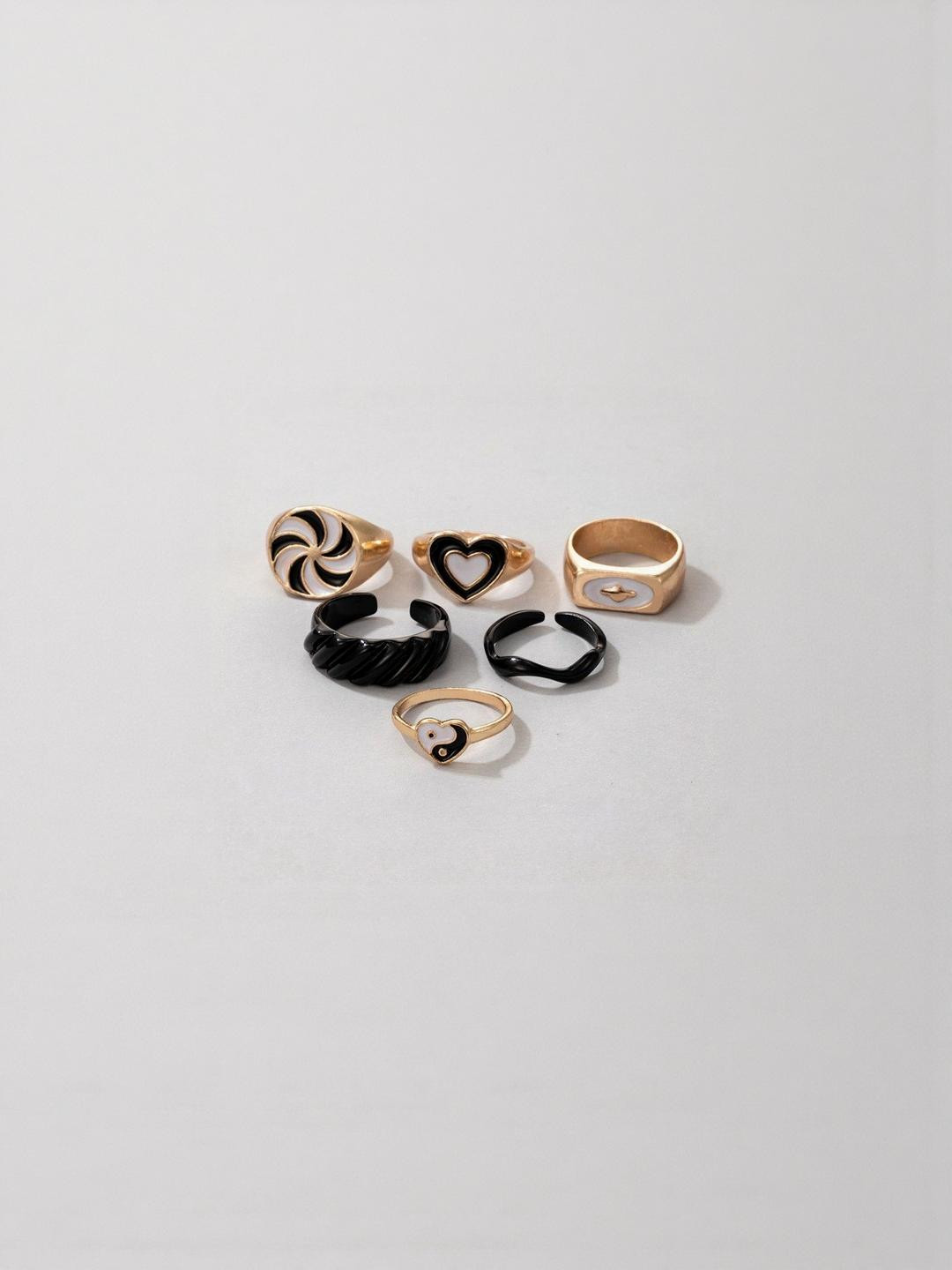 Arzonai Women Set of 6 Metal Rings