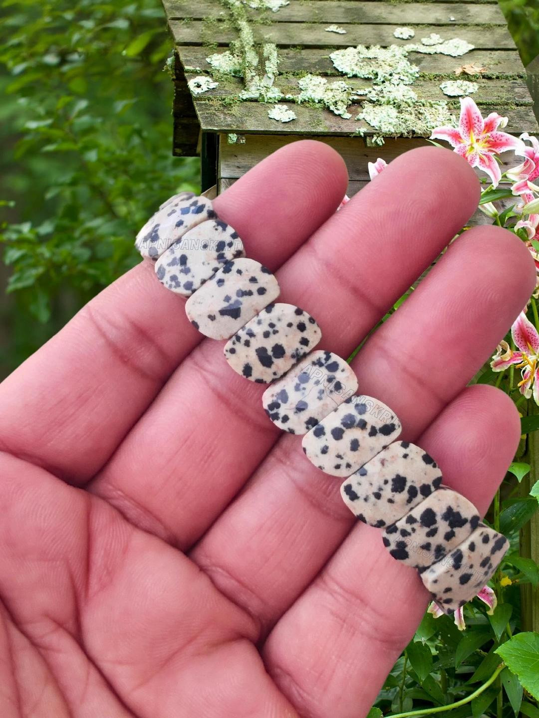 Apnisanskriti Unisex Dalmatian Stone Bracelet