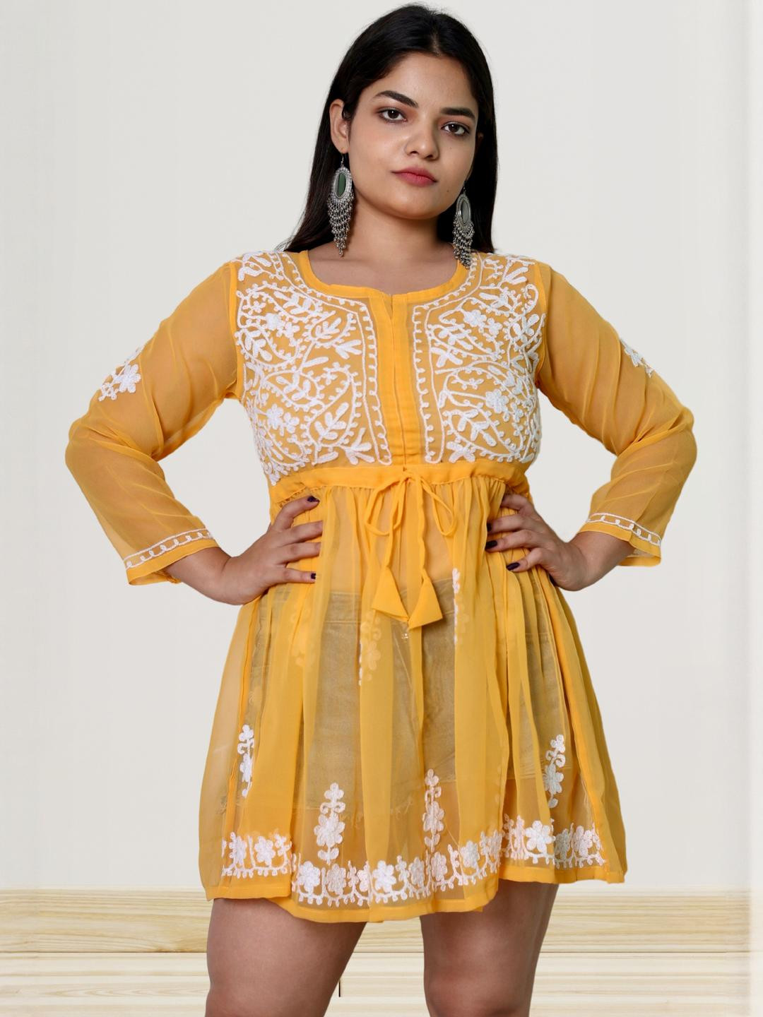 myplusfashion Women Embroidered A-Line Kurti