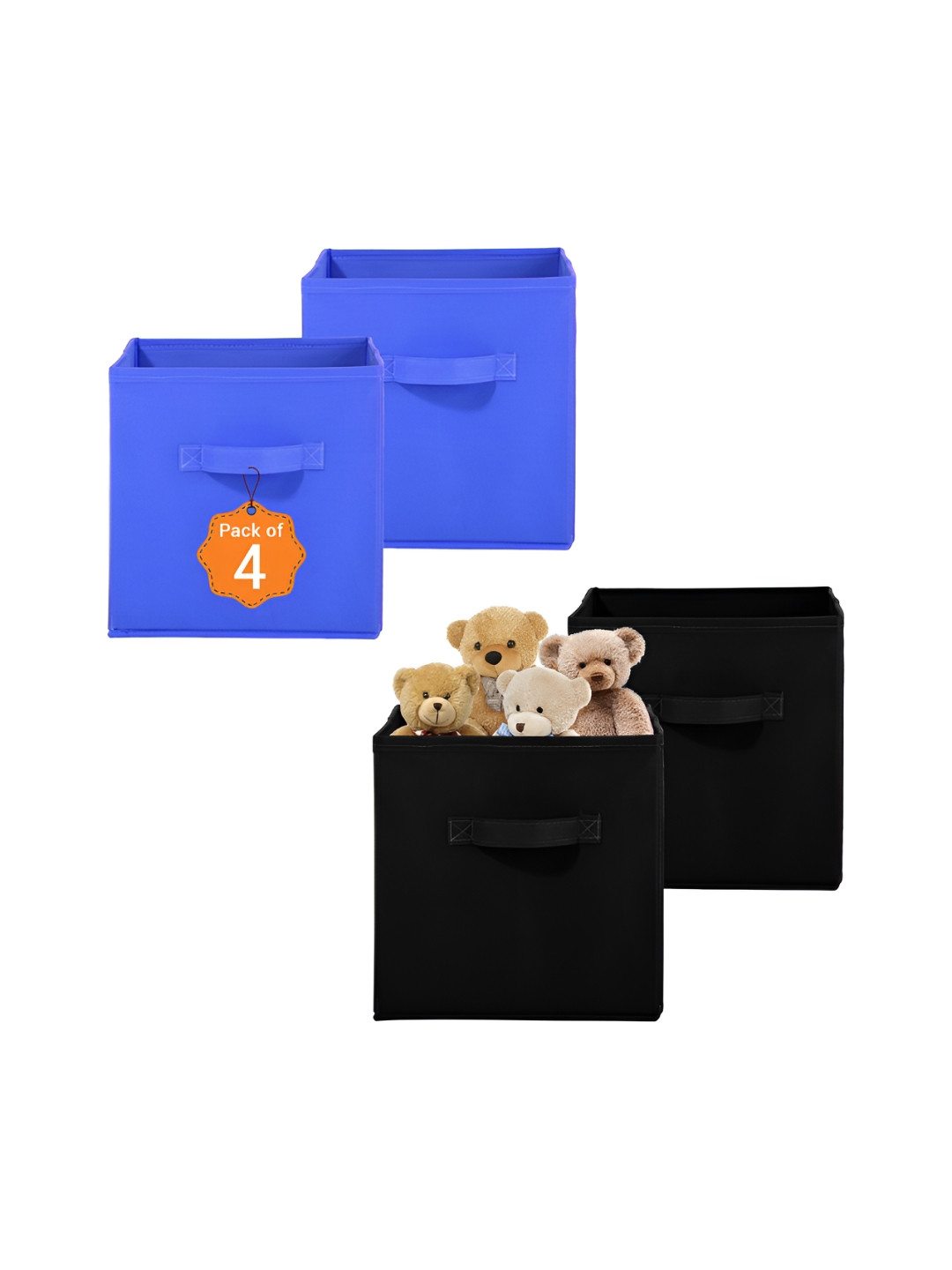 Aura Black & Blue 4 Pieces Multi-Utility Storage Box Organisers