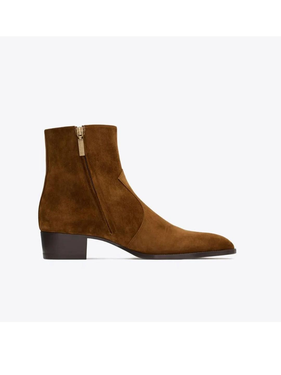 ITALIAN SHOES CO Leather Ankle Length Cuban Boots