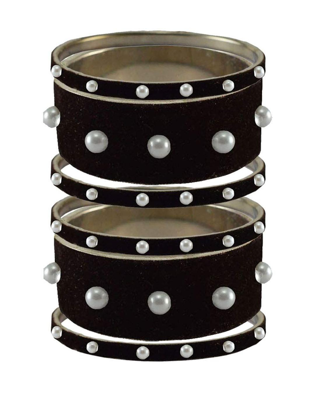 Vidhya Kangan Black Moti Stud Brass Bangle