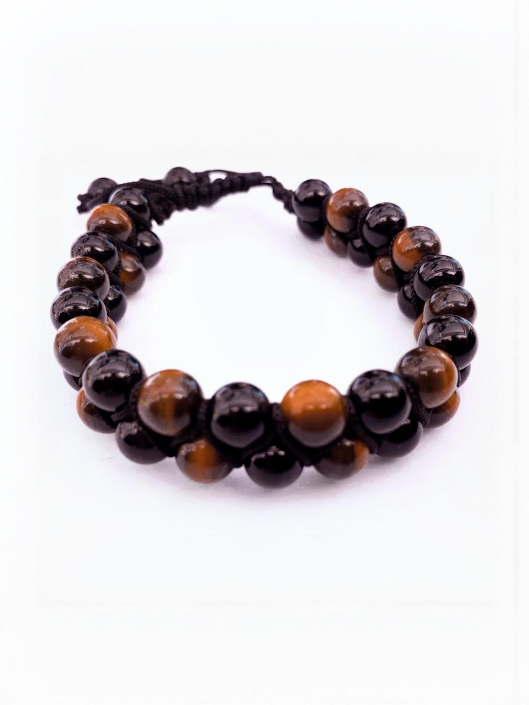 Apnisanskriti Unisex Black Onyx Shine Tiger Eye Stone Bracelet