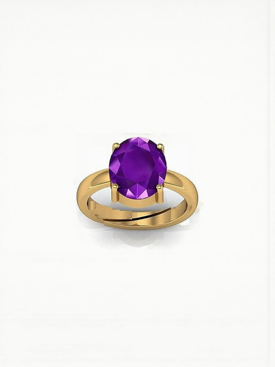 Sidharth Gems 6.00 KT Amethyst Purple Crystal Ring