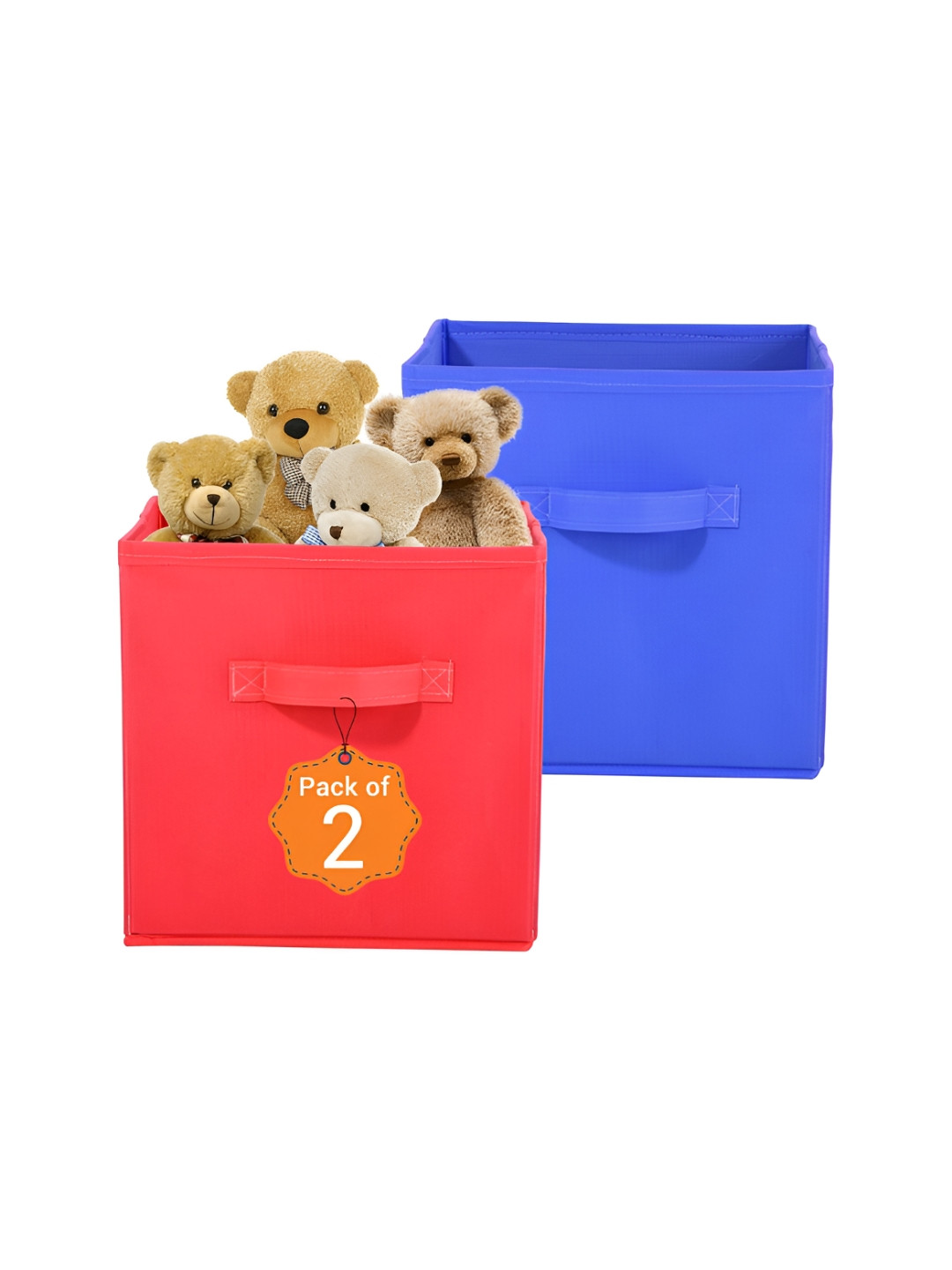 Aura Red & Blue 2 Pcs Square Wardrobe Drawer Storage Organisers with Handle