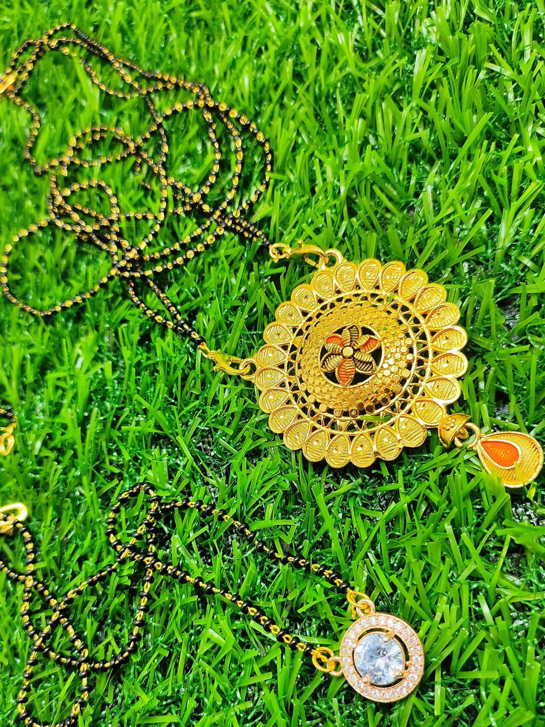 DIVYANSHI COLLECTION Set Of Gold Plated Brass Mangalsutra