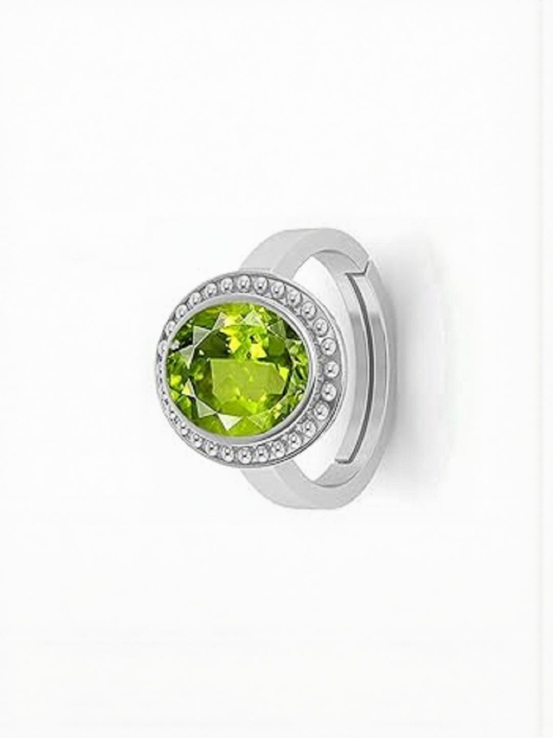 Sidharth Gems Brass Peridot Silver Plated Ring