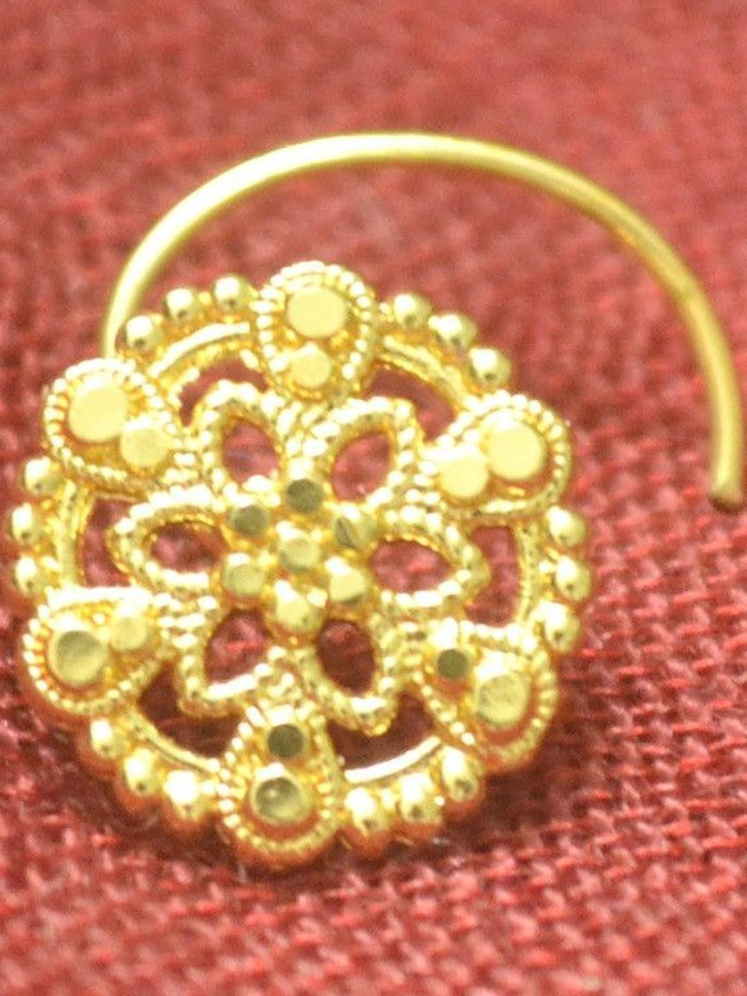 SHREEVARAM Pack of 3 Gold-Plated Brass Nose Ring