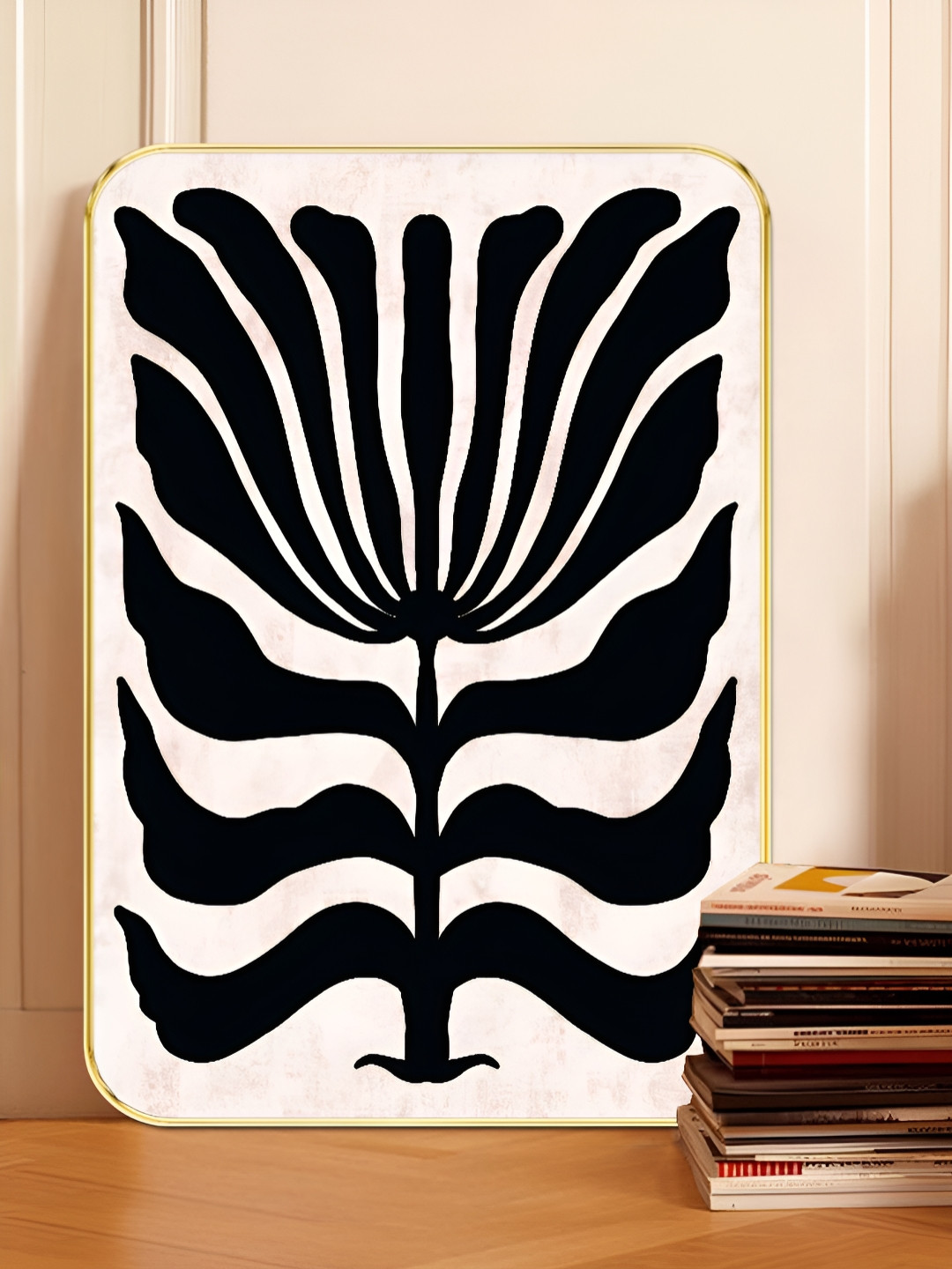 SAF Minimalist Flower Wood Wall Rectangle Paintings Wall Art - 24 x 18In