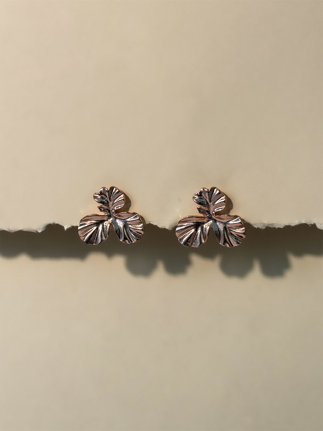 NAMAN ARTS Gold Plated Leaf Shaped Studs