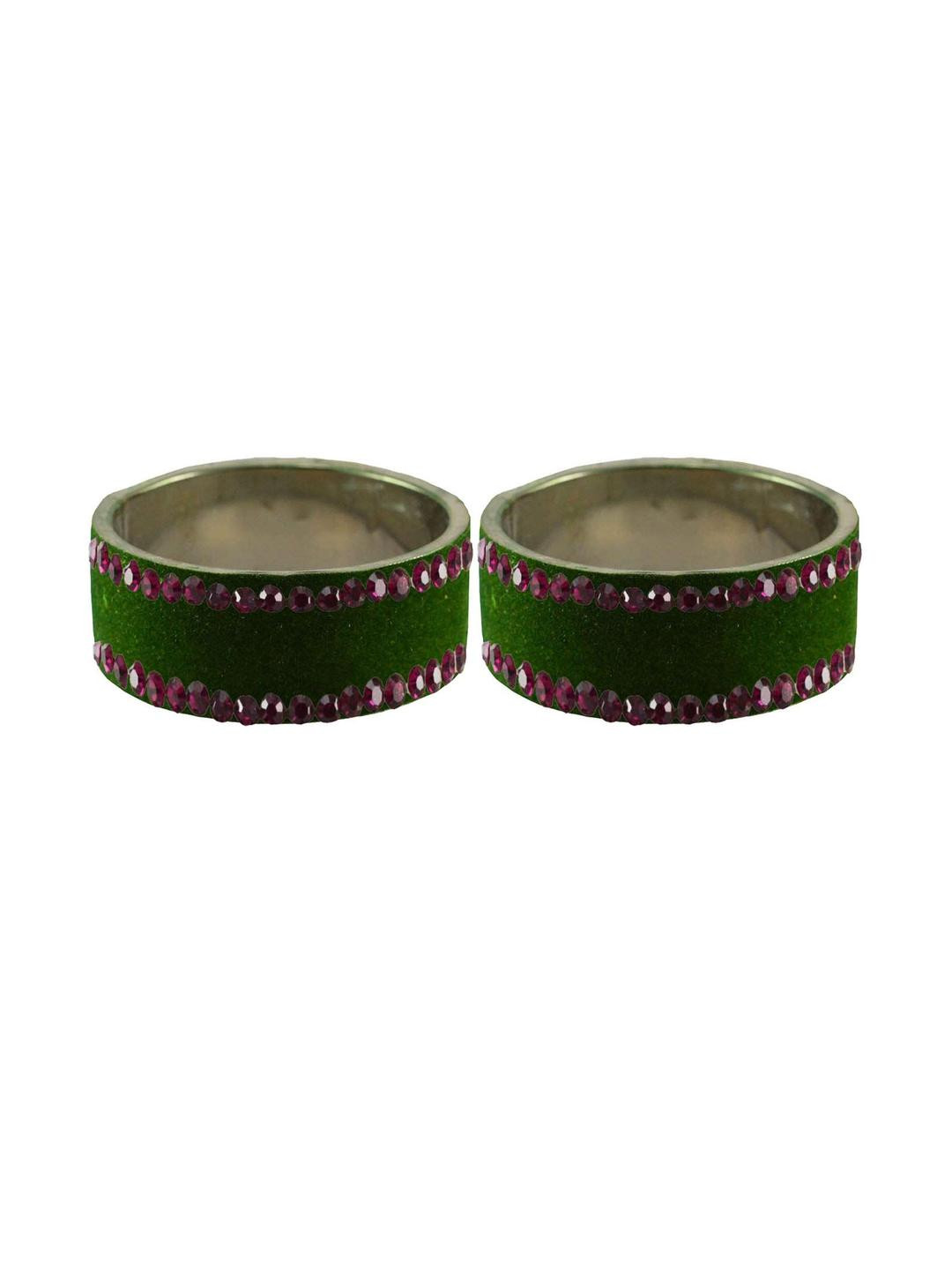 Vidhya Kangan Dark Green Stone Stud Brass Bangle