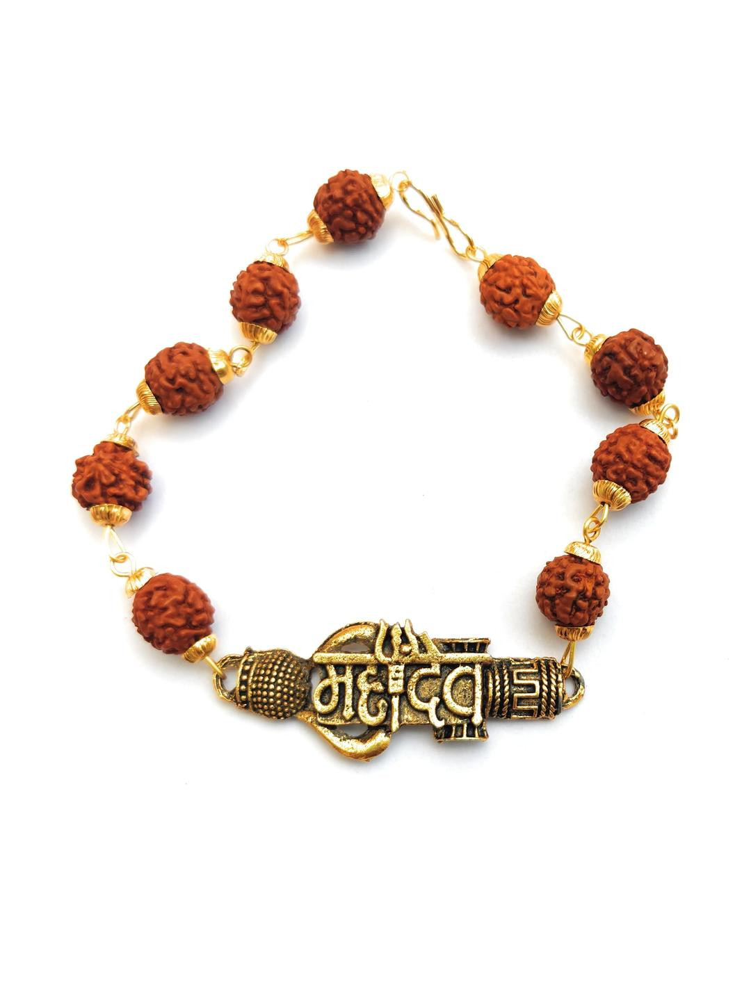 Apnisanskriti Unisex Rudraksha Golden Bracelet