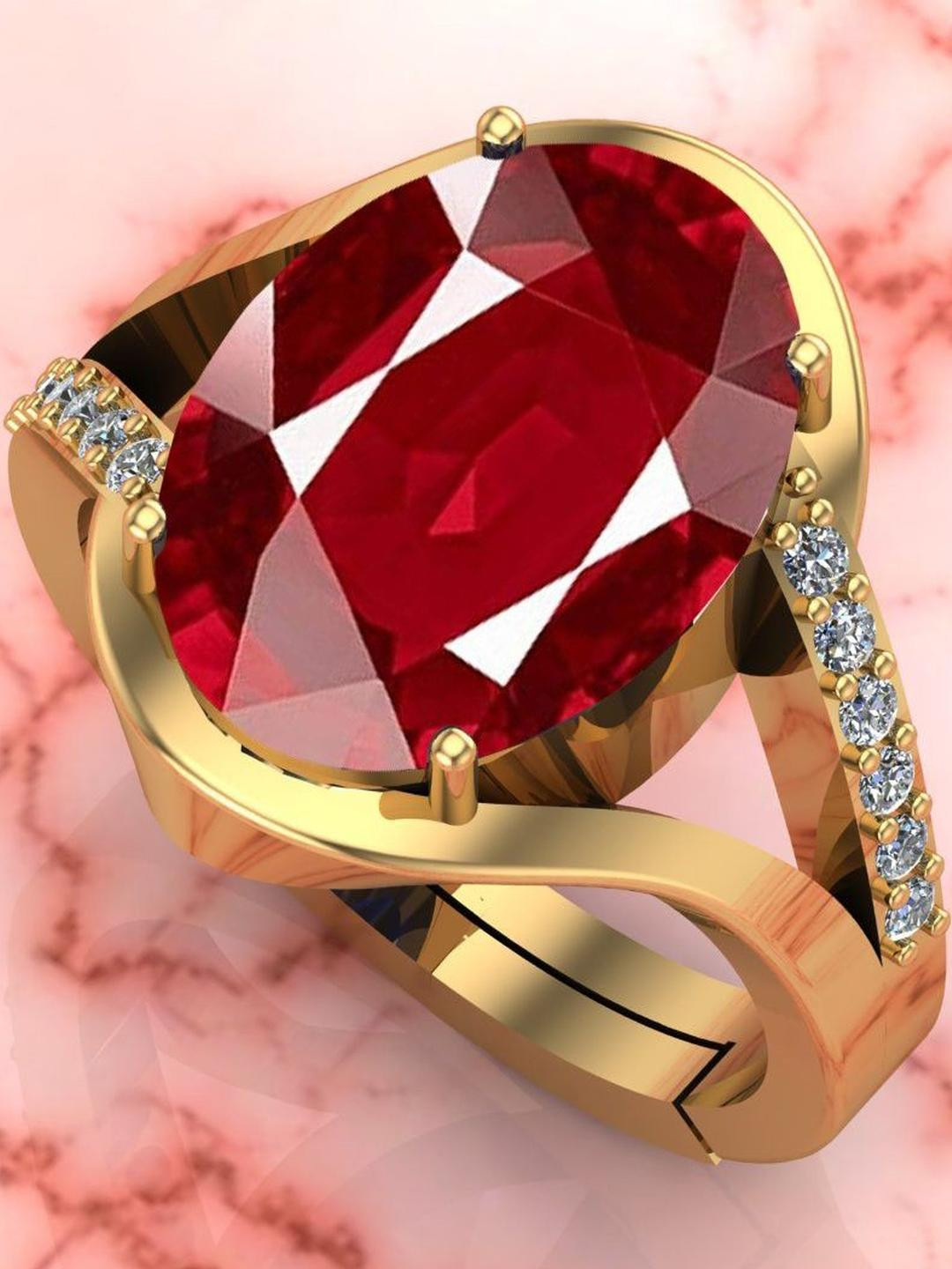 Sidharth Gems 8.00 KT Gold Plated Ruby Stone Adjustable Ring