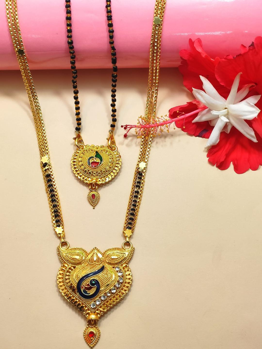DIVYANSHI COLLECTION Set Of Gold Plated Brass Mangalsutra