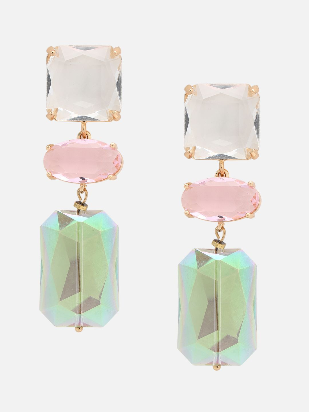 Beatnik Gold-Plated Artificial Stone Geometric Drop Earrings