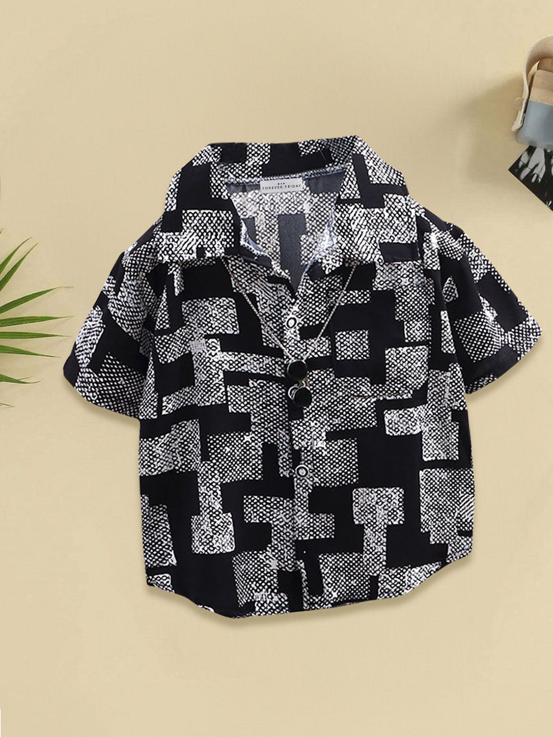 FOREVER FRIDAY Boys Printed Spread Coller Regular Fit Shirt