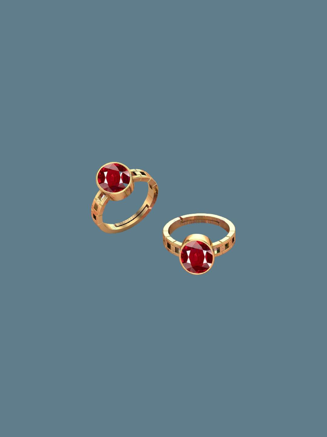 Sidharth Gems Rhodium Plated Ruby Ring
