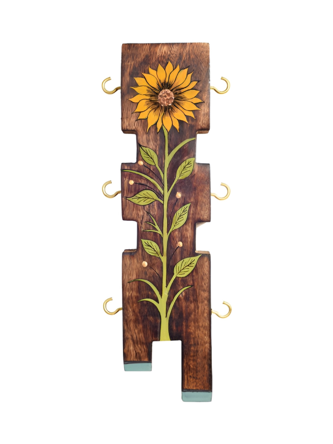 AAKRITI ART CREATIONS Brown & Yellow Sunflower Wooden Key Hanger