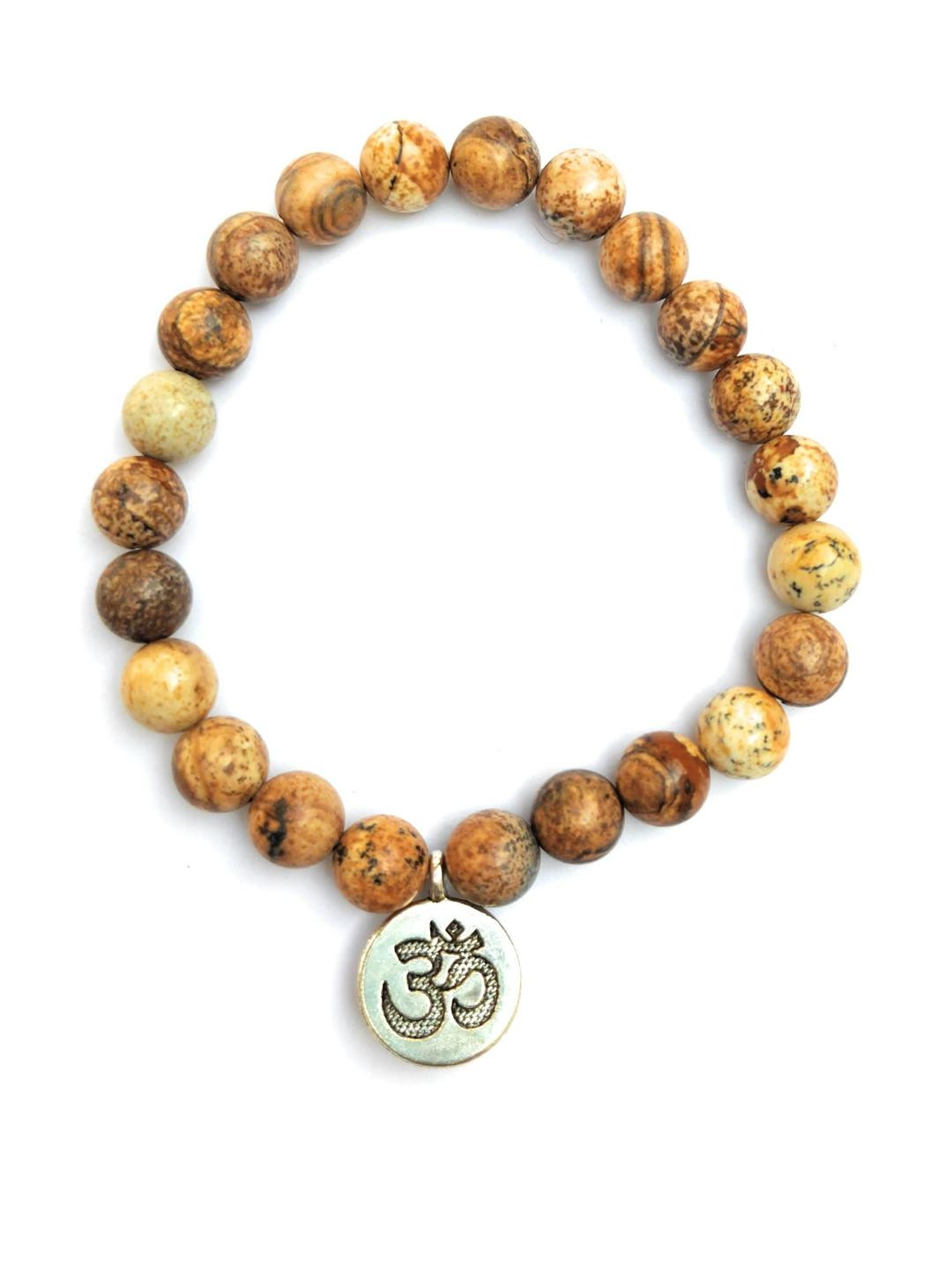 Apnisanskriti Unisex Pitcher Jasper Om Stone Bracelet