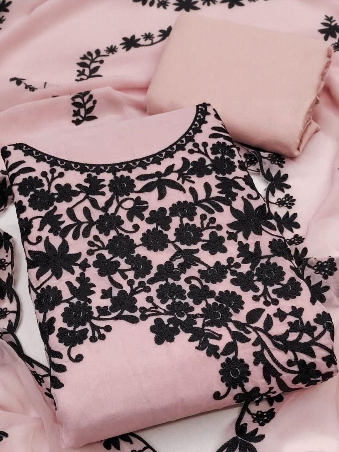 KALINI Pink Georgette Multi Work Unstitched Dress Material