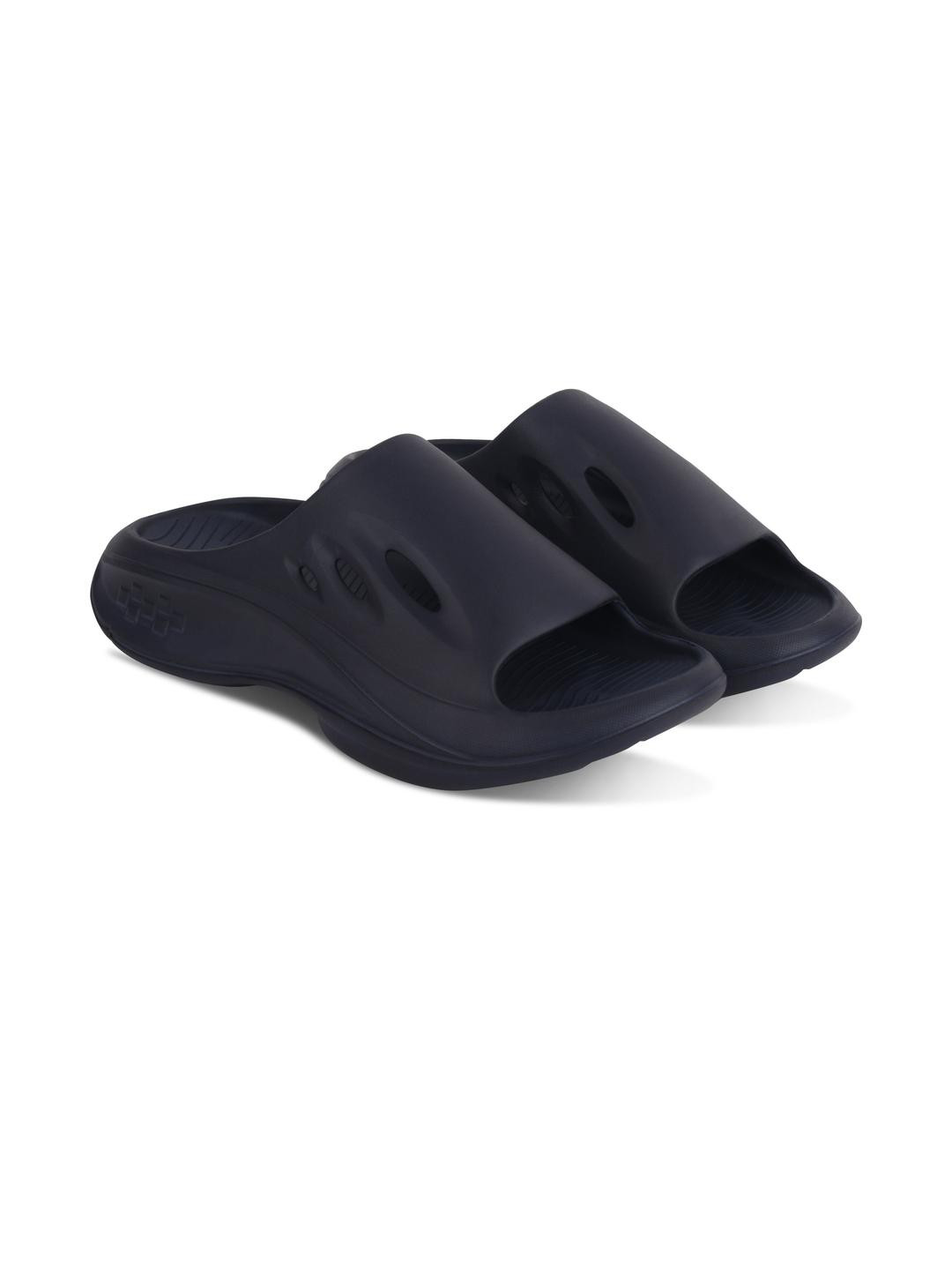 BEONZA Men Navy Blue Sliders