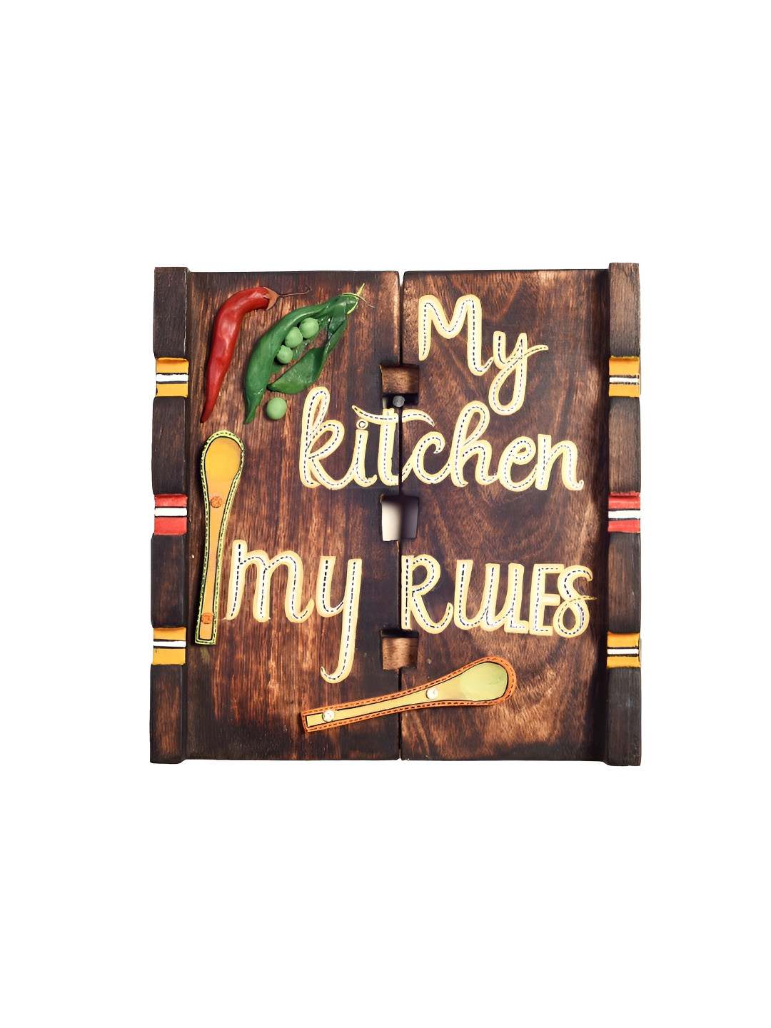 AAKRITI ART CREATIONS My Kitchen Wood Matte Hanging Hall Abstract Wall Decor-9.1In