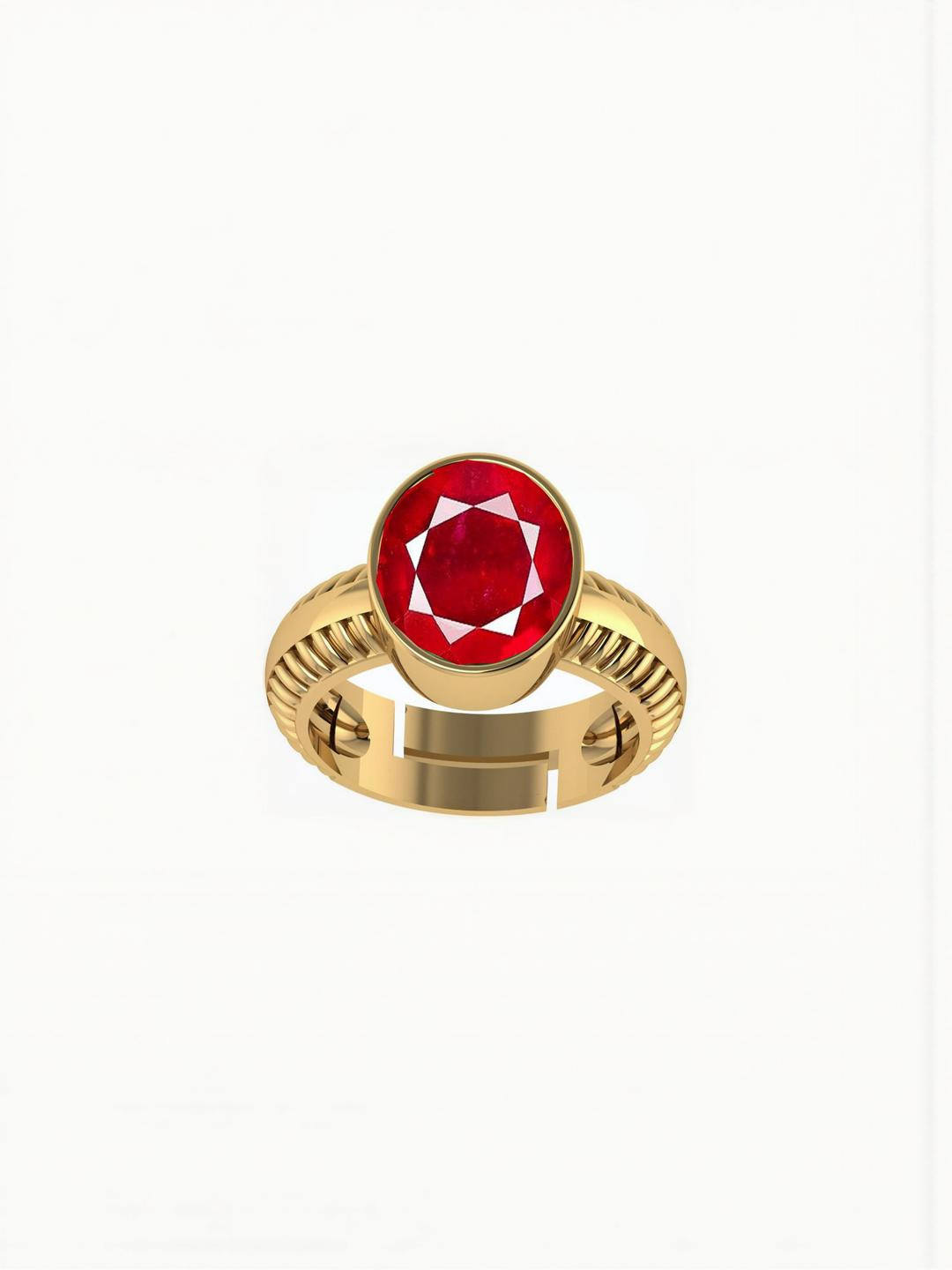 jemskart 10.25 Ratti Ruby Stone Brass Gold Plated Ring