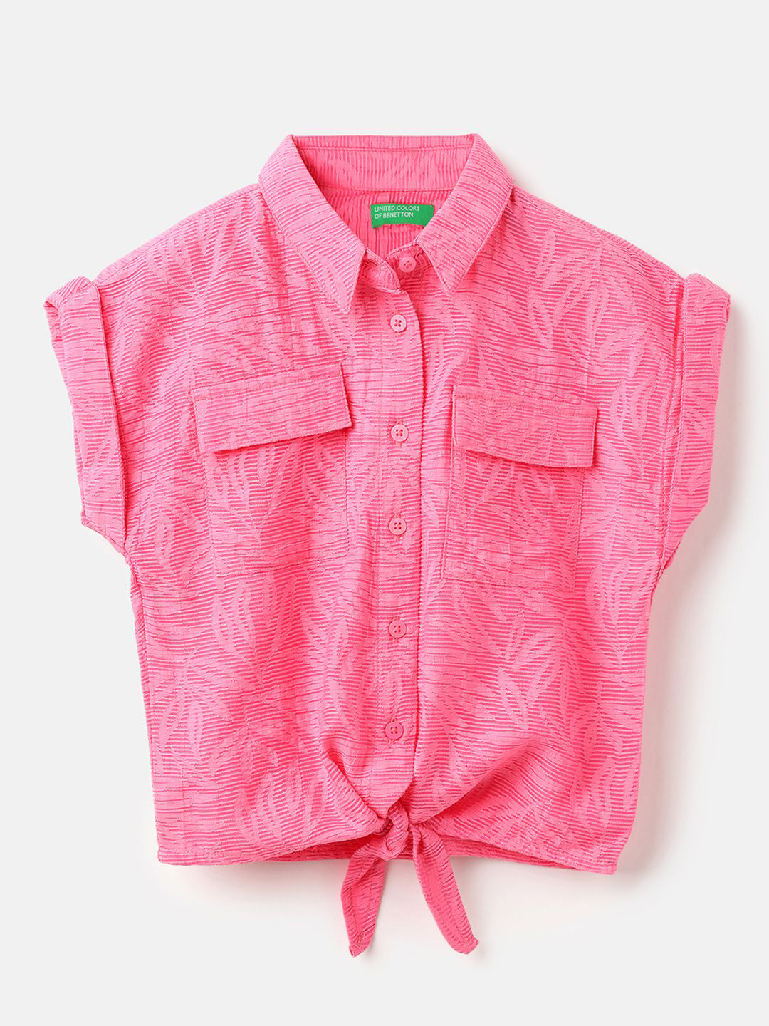 United Colors of Benetton Girls Floral Extended Sleeves Relaxed Fit Shirt