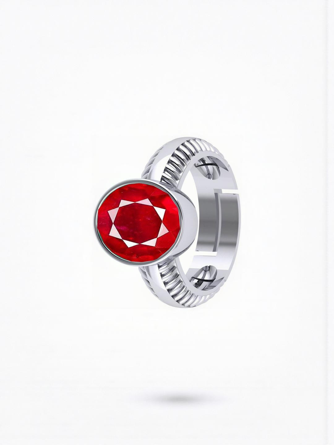 Sidharth Gems 9.25 Ratti Ruby Stone Silver Plated Ring