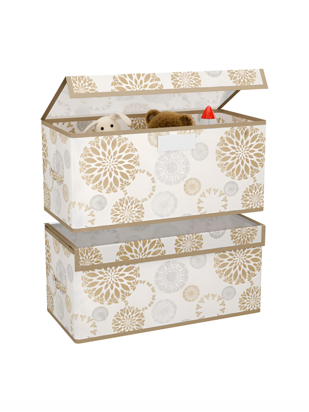 Aura Set of 2 Women Storage Box with Transparent Lid Foldable Dress Closet Organiser