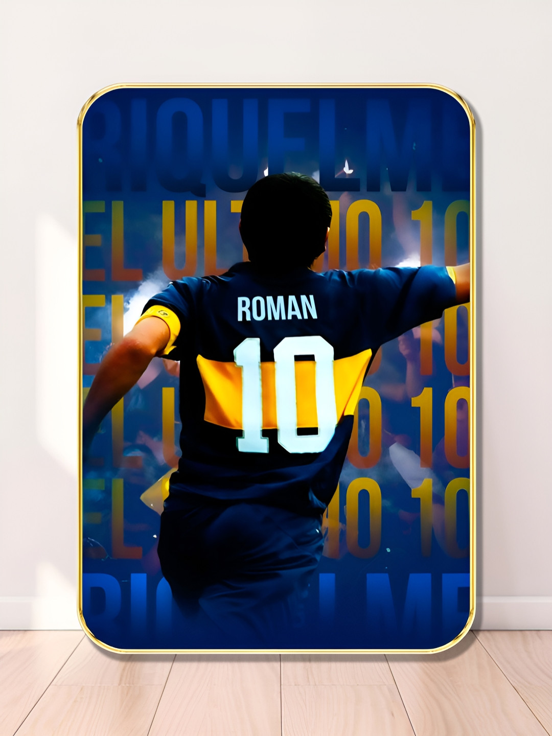 SAF Navy Blue & Yellow Juan Roman Riquelme Wooden Wall Art