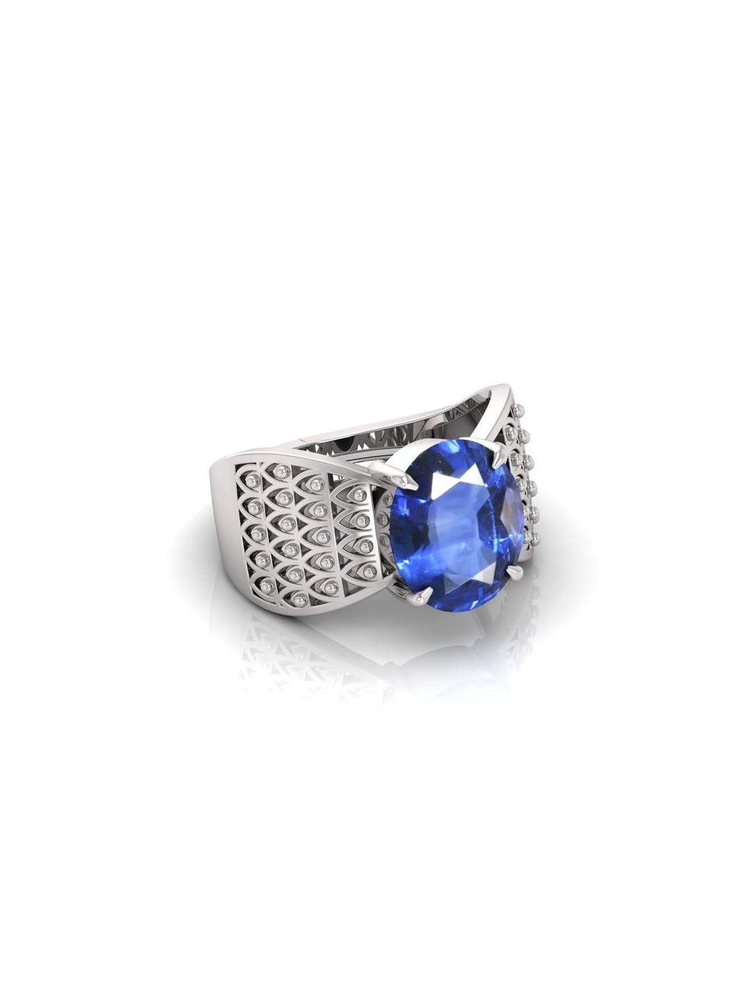 Pranjal Gems Unisex 7.25 Ratti Neelam Gemstone Stone Studded Adjustable Finger Ring